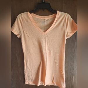 Mossimo Supply Co. Light Orange V-Neck Short Sleeve Tee